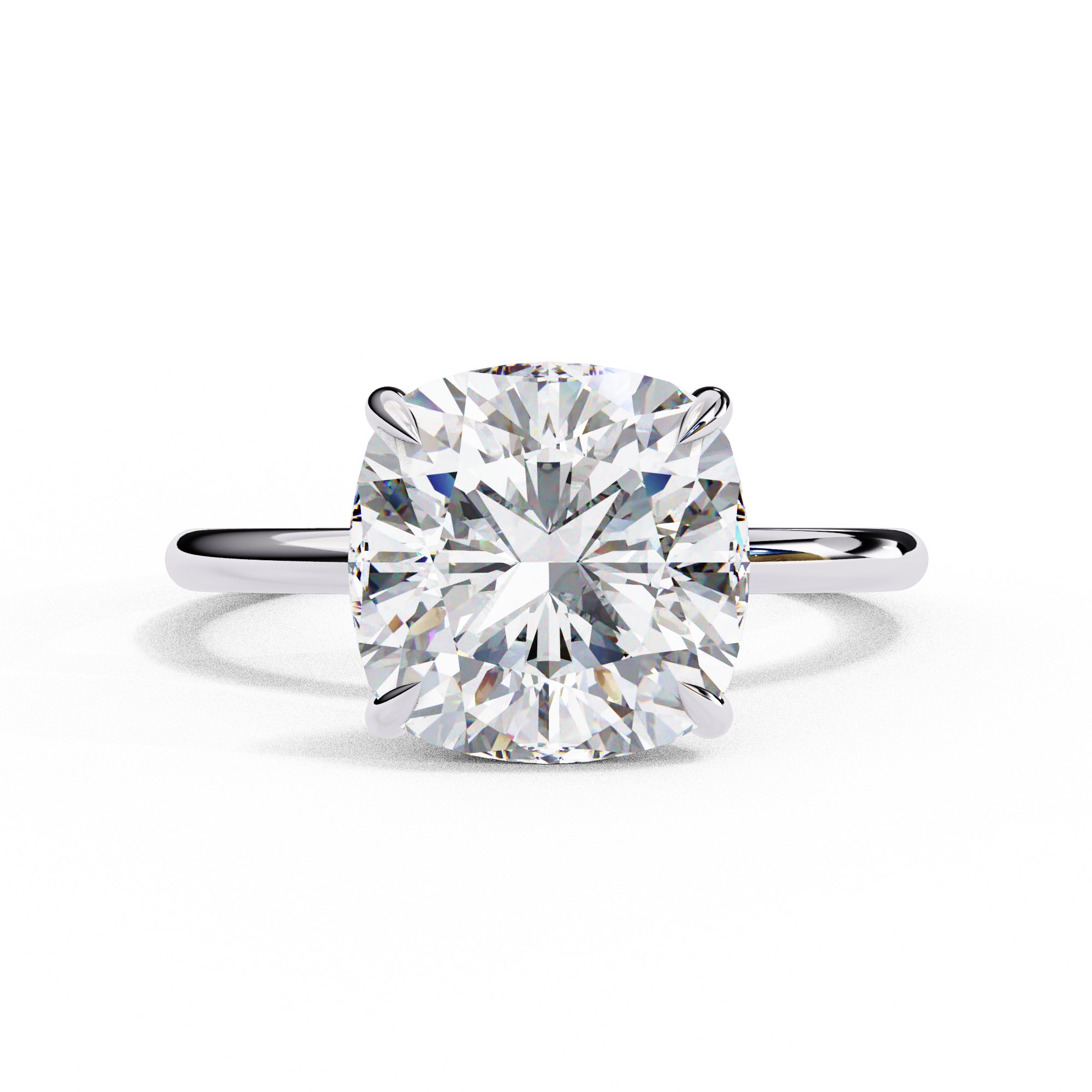 Cushion Cut Solitaire Hidden Halo Engagement Ring